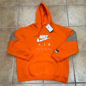 Nike Air Fleece Hoodie Sweatshirt Loose Fit Orange HJ0273-819 $80 Men's Size L